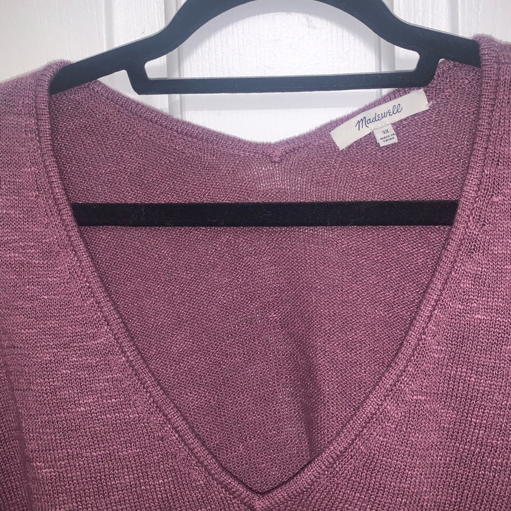 MADEWELL Marled Ellendale Sweater‎ Tee. Plum. COTTON LINEN BLEND. 3X - Picture 5 of 10